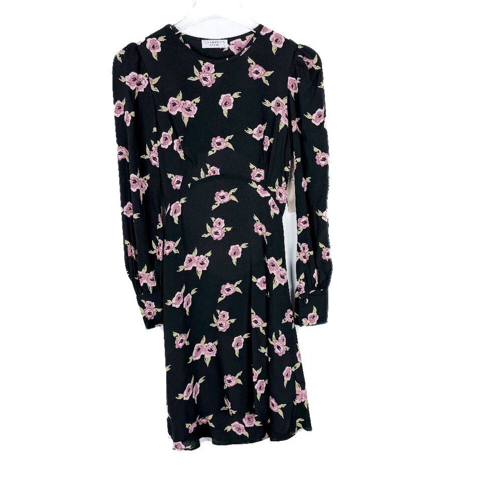 NWT Flynn Skye Elena Mini Dress Night Heavens Floral Long Sleeve Black Size XS - Picture 2 of 15